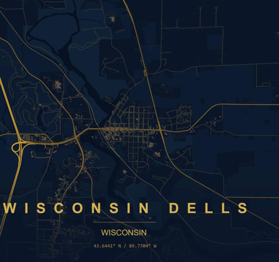 Map of Wisconsin Dells, Wisconsin! The Waterpark Capital of the world!