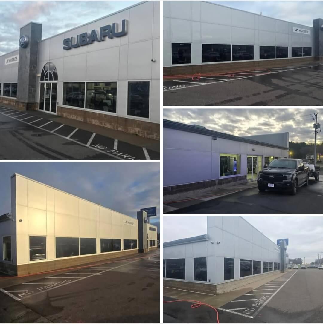 A local Subaru dealership exterior received professional deep clean from Gunderson Soft Wash Services.
