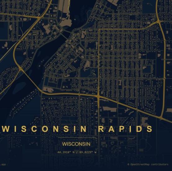 Map of Wisconsin Rapids, Wisconsin! The Waterpark Capital of the world!