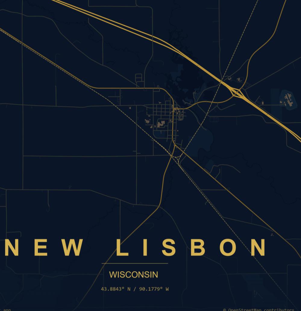 Map of New Lisbon, Wisconsin