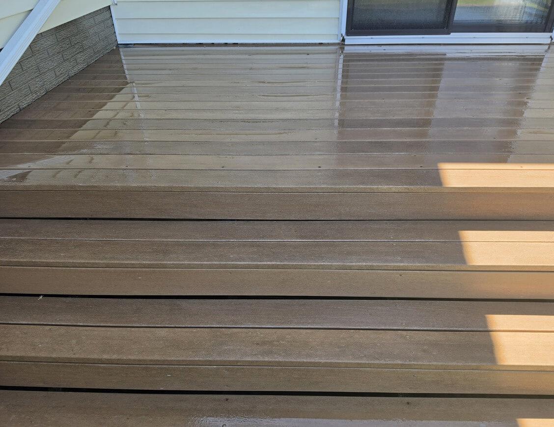 Deck stairs at a home in La Crosse after cleaning