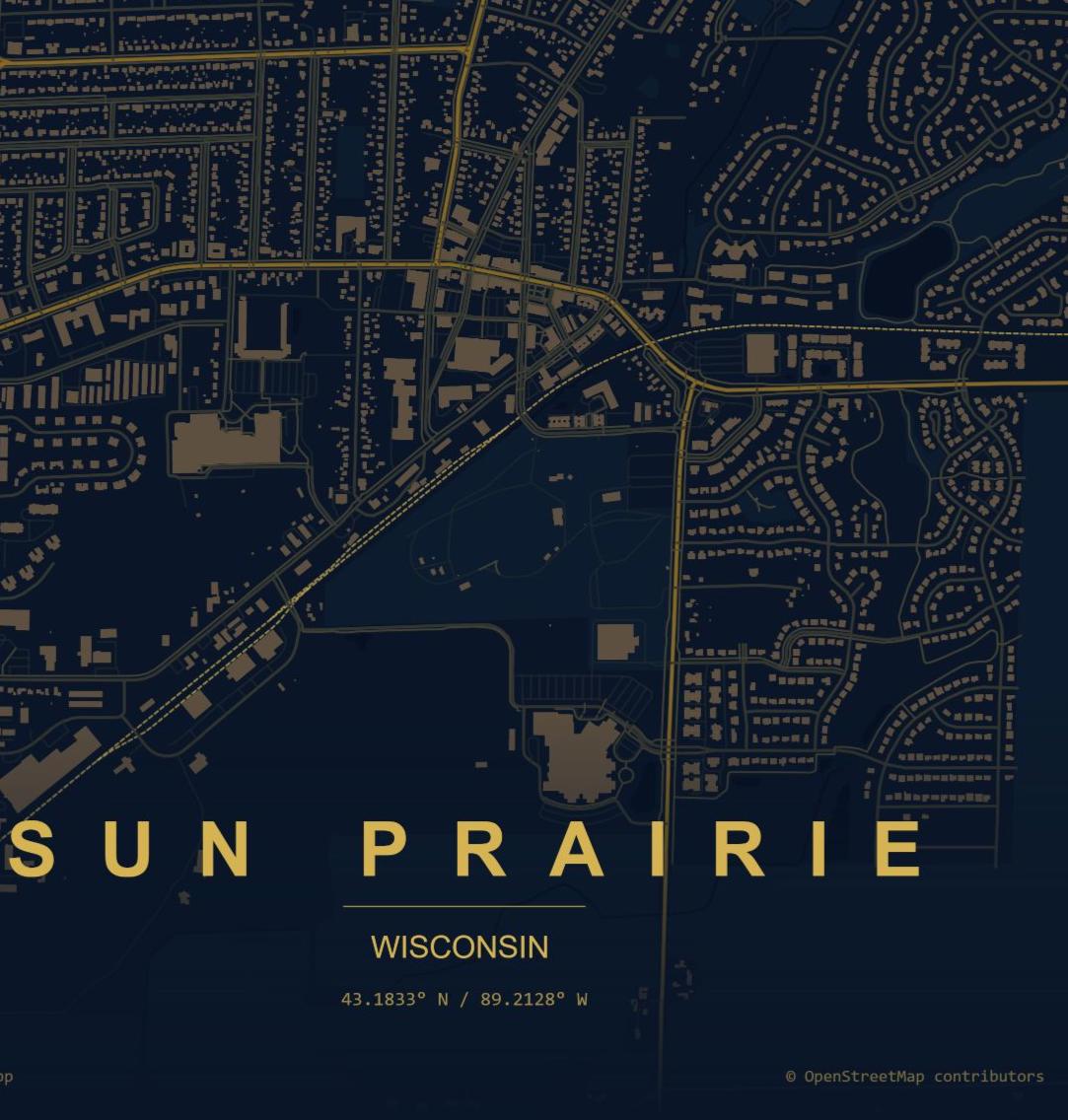 Map of Sun Prairie, Wisconsin