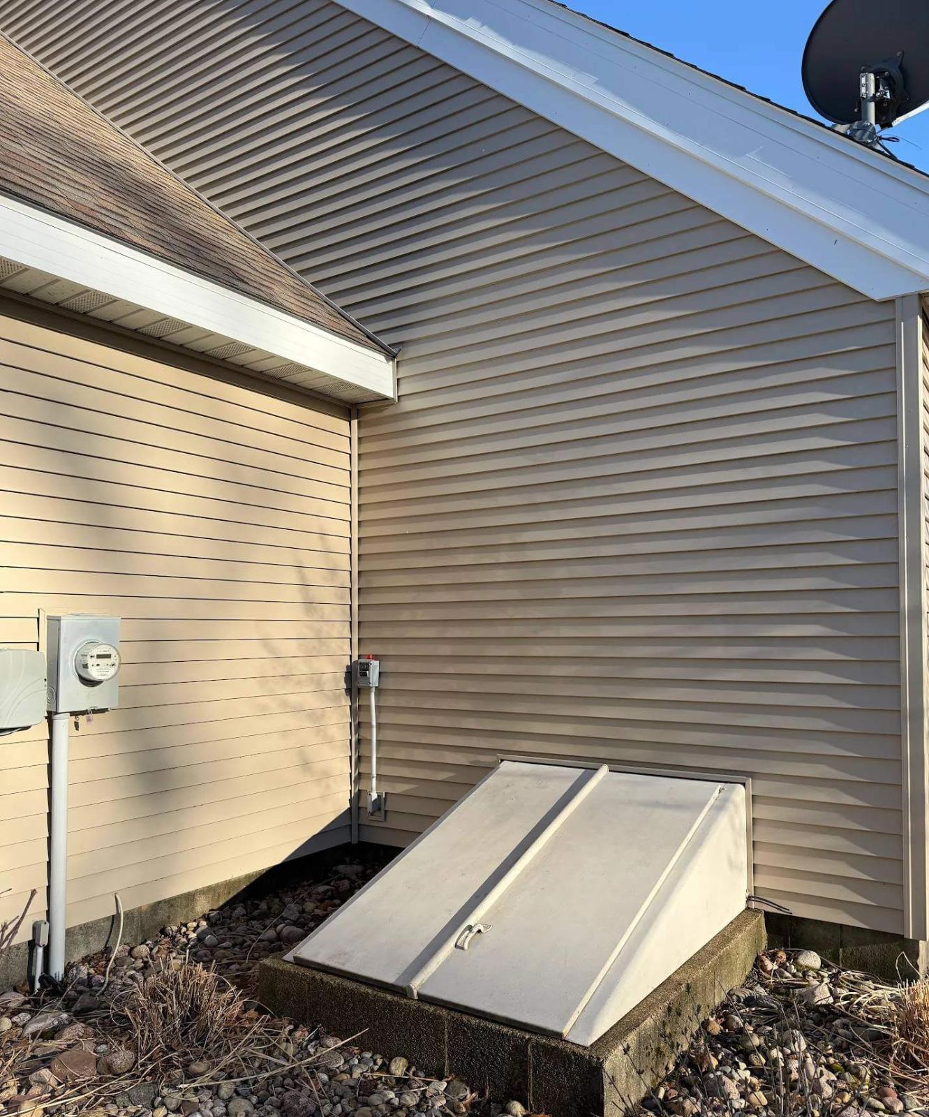 House siding soft washed in Middleton, Wisconsin.