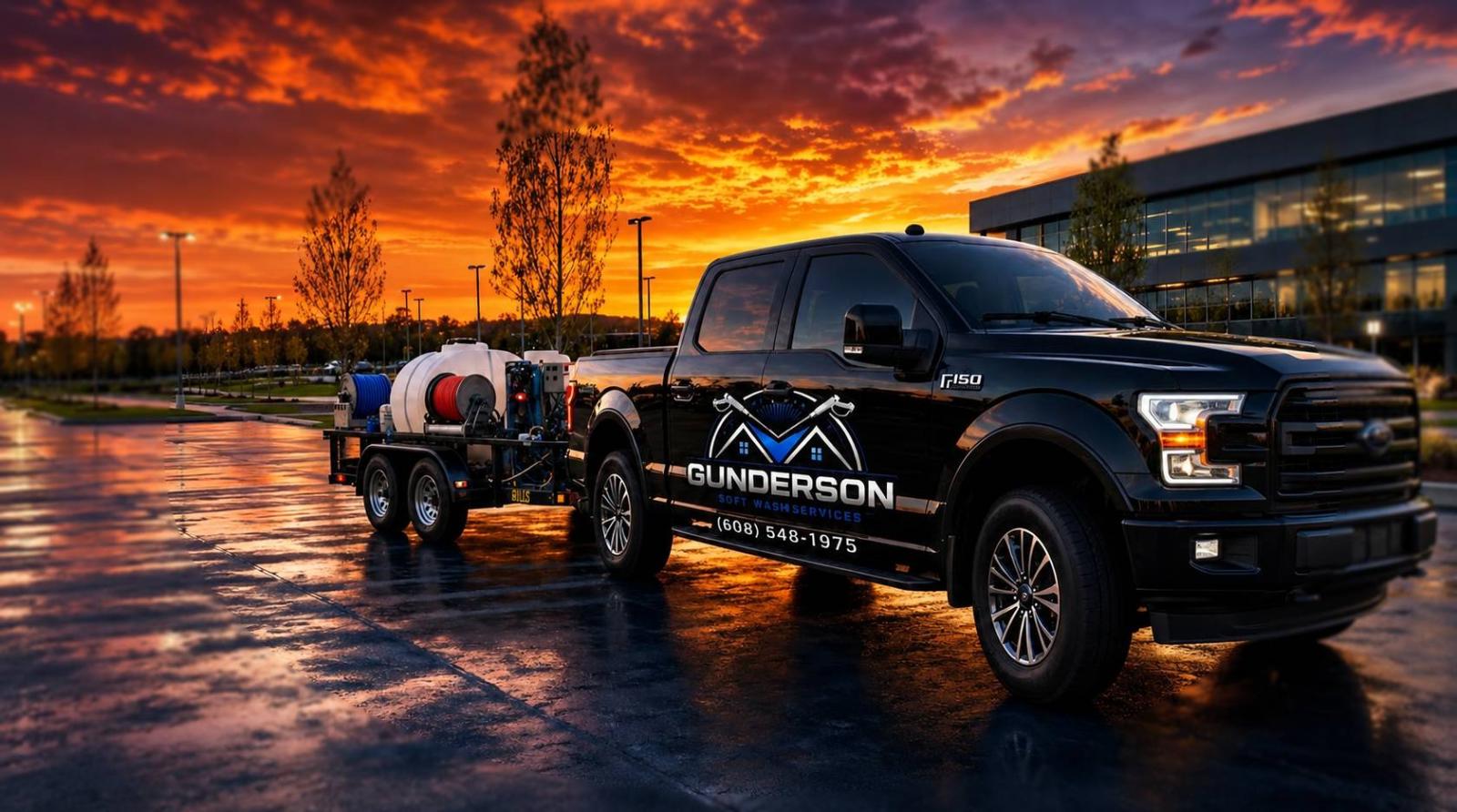 Gunderson Soft Wash Services truck and equipment in Mauston, Wisconsin